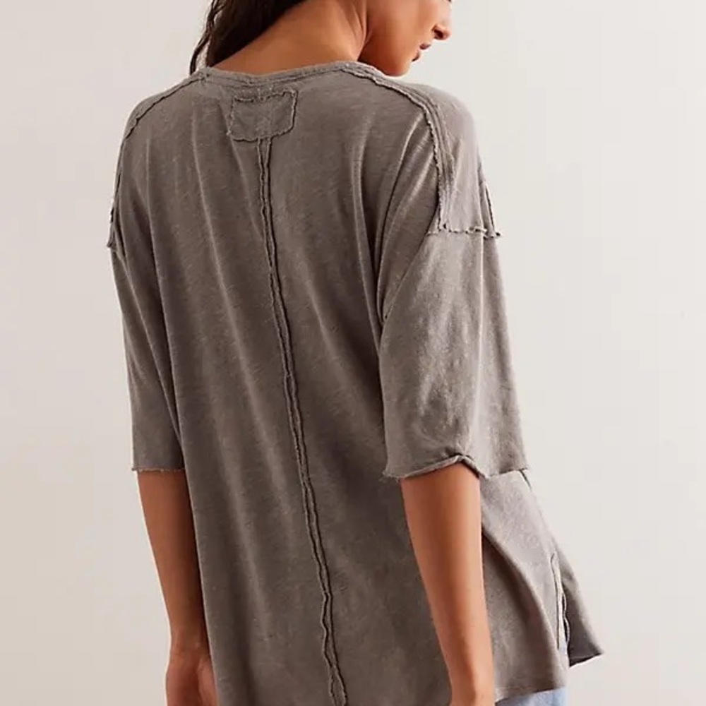 Free People Gray Short Sleeve Top